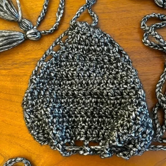 SHIMMERING CROCHETED SILVER BIKINI - Picture 5 of 9